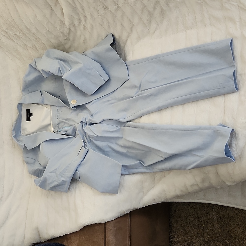 J. Crew Cotton Suit w/ Slim Single-Button Blazer and Cropped Pant